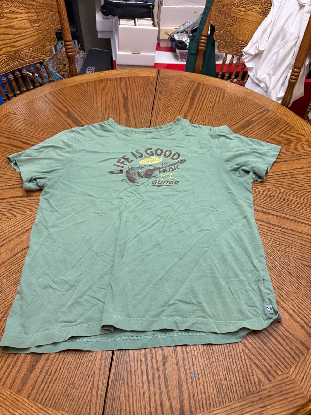 Life Is Good Sage Green Guitar Graphic Short Sleeve Tee